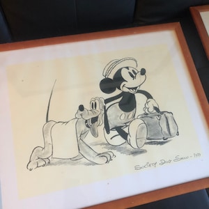 Set aus drei 90er Jahre Lithographien von Disney Cartoons. 1934 “Mickey’s Steamroller”, 1939 “Society Dog Show” und 1940 “Fastasia”
