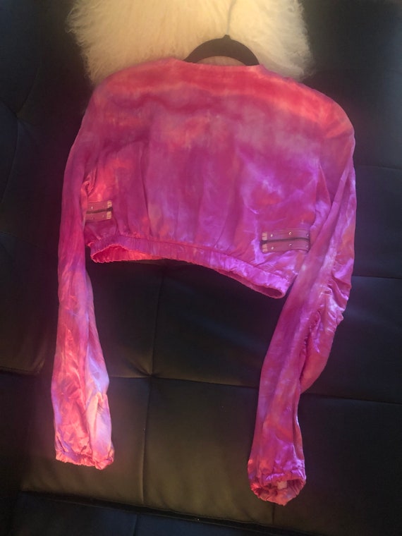 Vintage Y2K Pink Silky Tie Dye Jacket - image 7