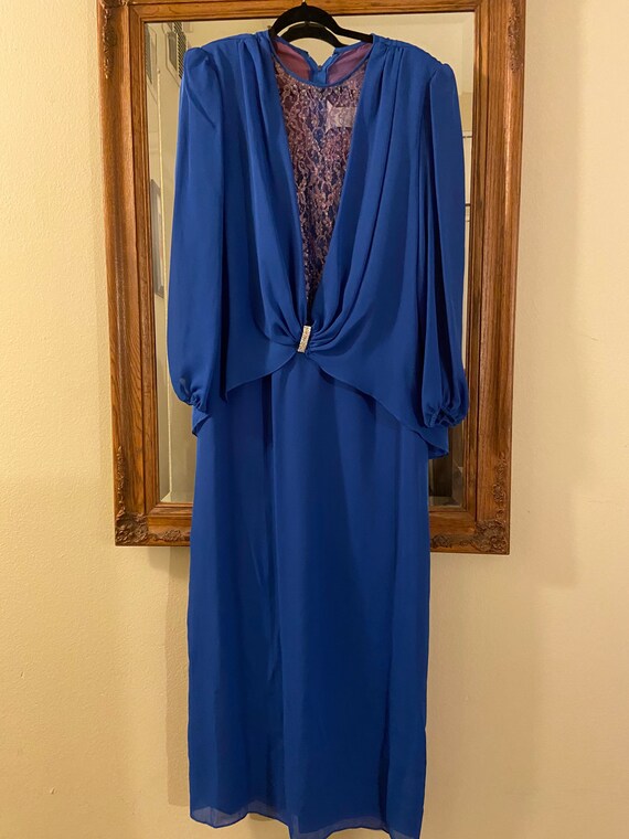 80’s Vintage Royal Blue Party Dress - image 10