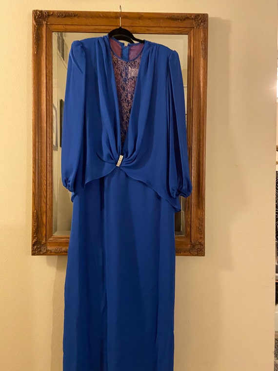 80’s Vintage Royal Blue Party Dress - image 3