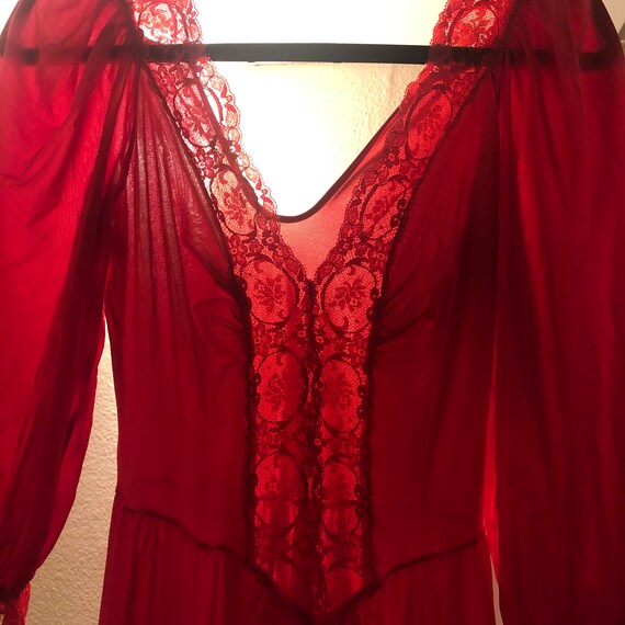 70s Red Lace Vintage Nightgown Dress - Gem