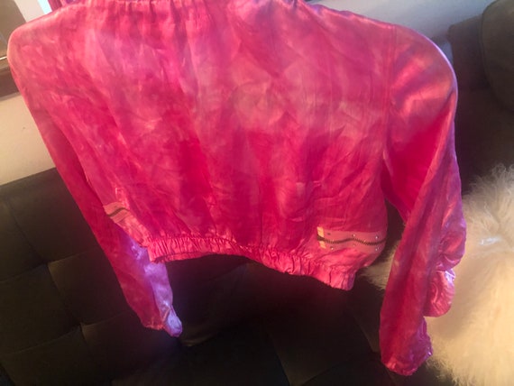 Vintage Y2K Pink Silky Tie Dye Jacket - image 5