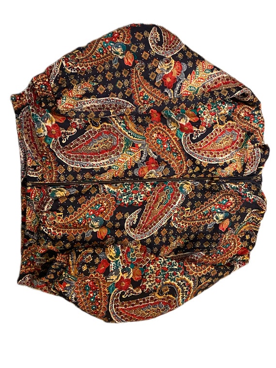90s Vintage Silk Paisley Floral Zip up Jacket - Etsy