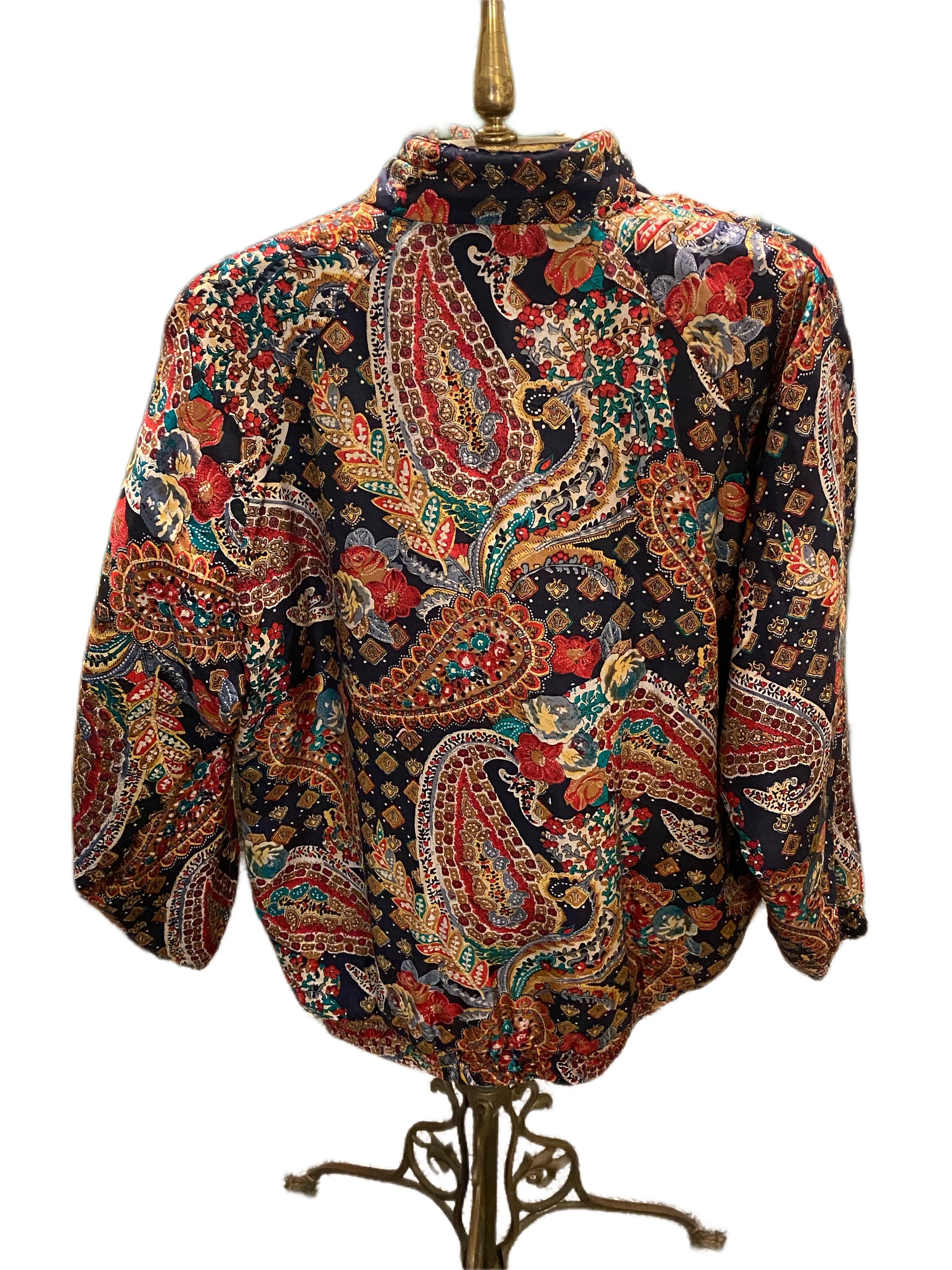 90s Vintage Silk Paisley Floral Zip up Jacket - Etsy New Zealand