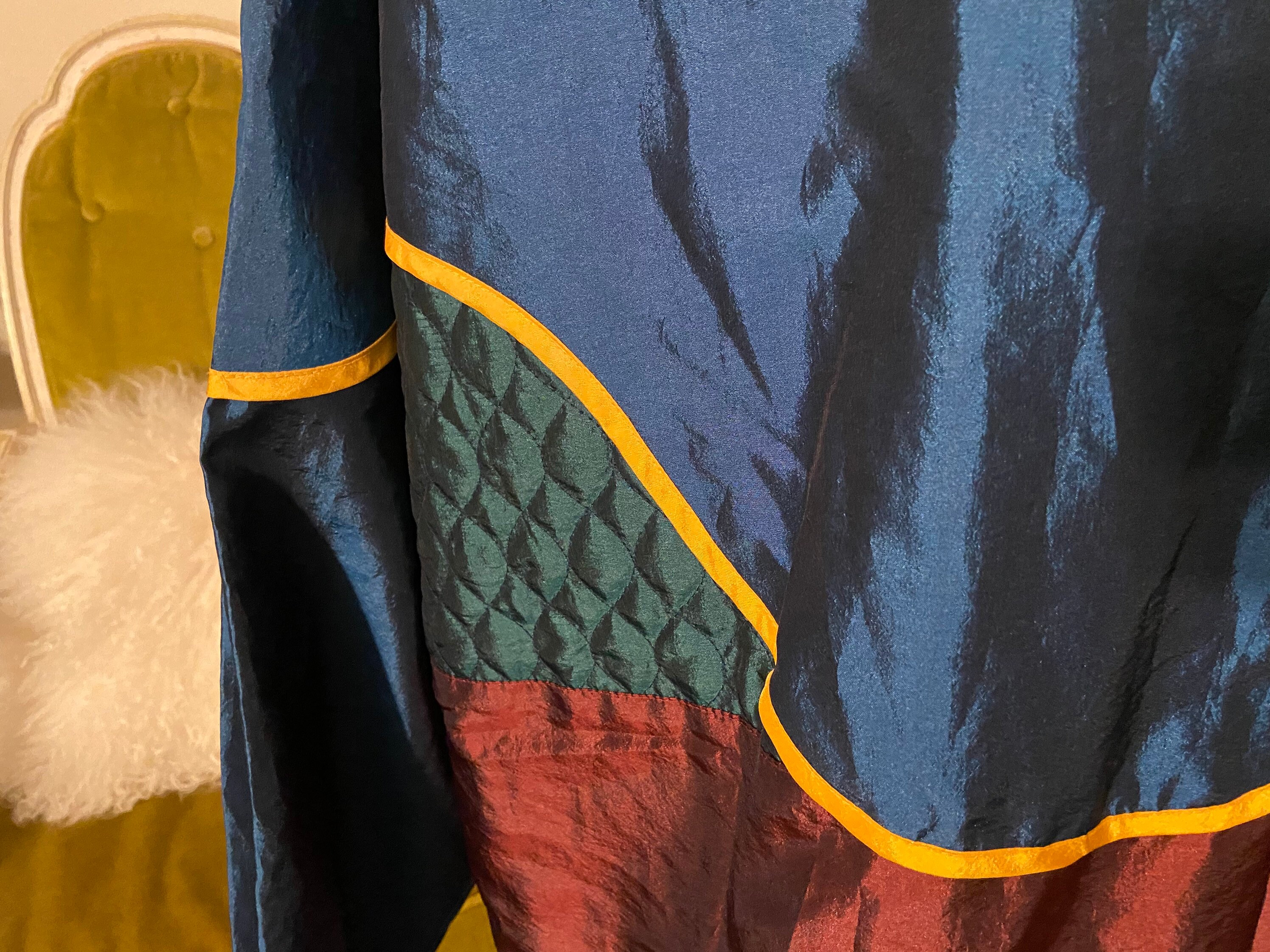 1980s/1990s Vintage Color Blocked, Quilted Patterned Casual 1980s/1990s Vintage Color Blocked, Quilted Patterned Casual