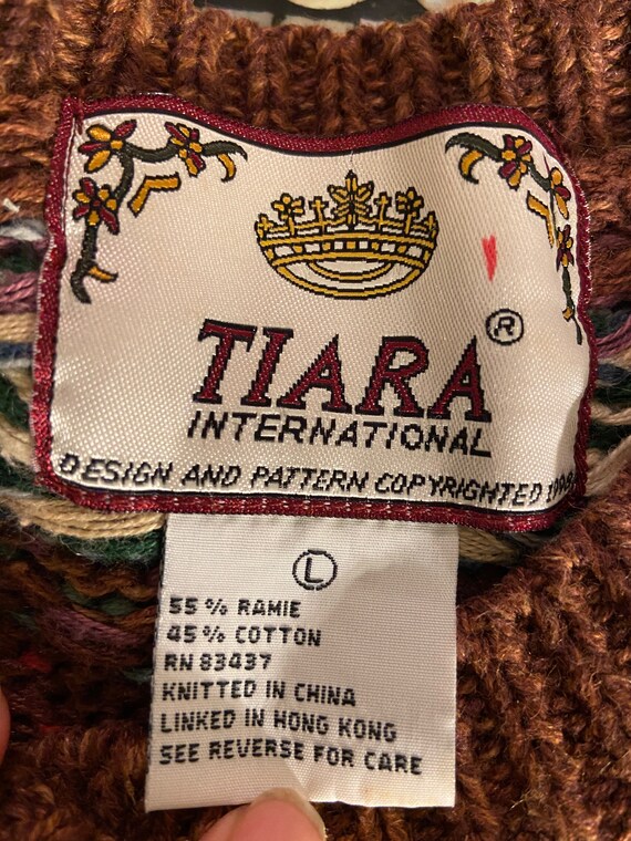 90s Vintage Tiara International Knitted Floral, F… - image 4