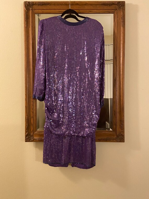 80s Vintage Judith Ann Creations Silk Sequins Bea… - image 4