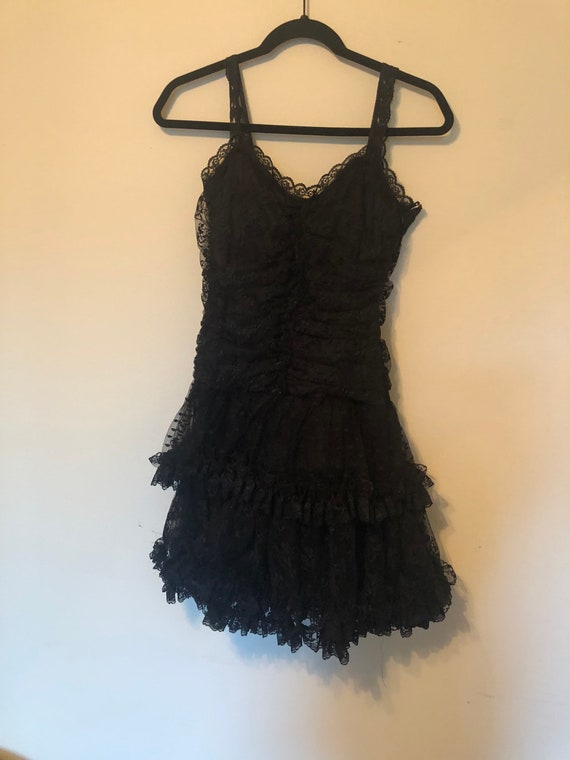 80s Vintage Jessica McClintock Black Lace Dress - image 10