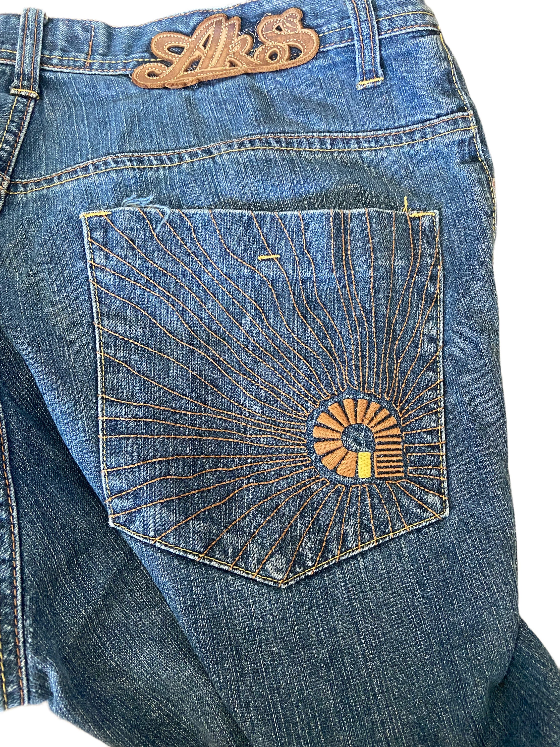 Blue denim akademiks jeans Vintage Men s Akademiks Cropped Cotton 