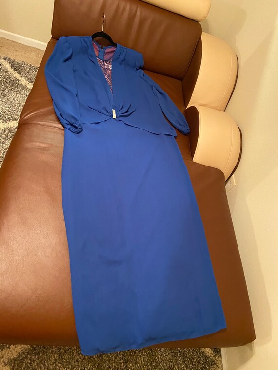 80’s Vintage Royal Blue Party Dress - image 8
