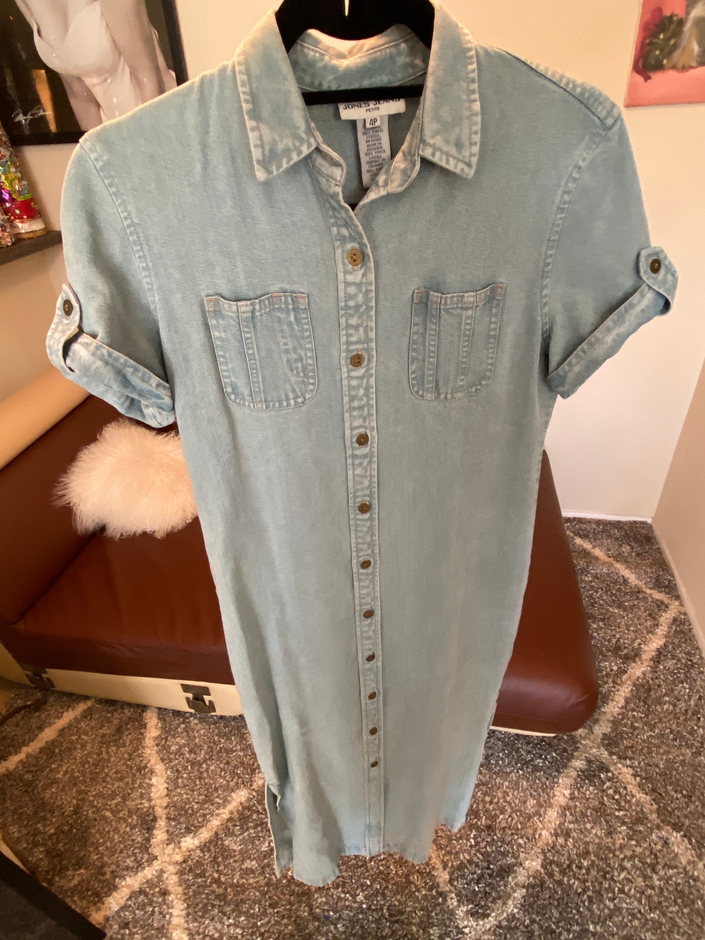 Vintage Jones Jeans Denim Midi Dress never worn size 4 petite