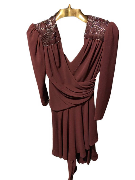 80s Vintage 1982 Beaded Dress By Eletra Casadei Size … - Gem