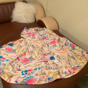 80s Vintage Silk Button Up Midi Skirt by George Georgiou size medium