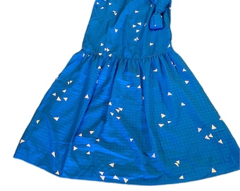 1980s Vintage Blue & White Memphis Style Dress By Liz Claiborne Size Medium