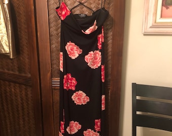 BCBG vestido floral vintage hasta el tobillo