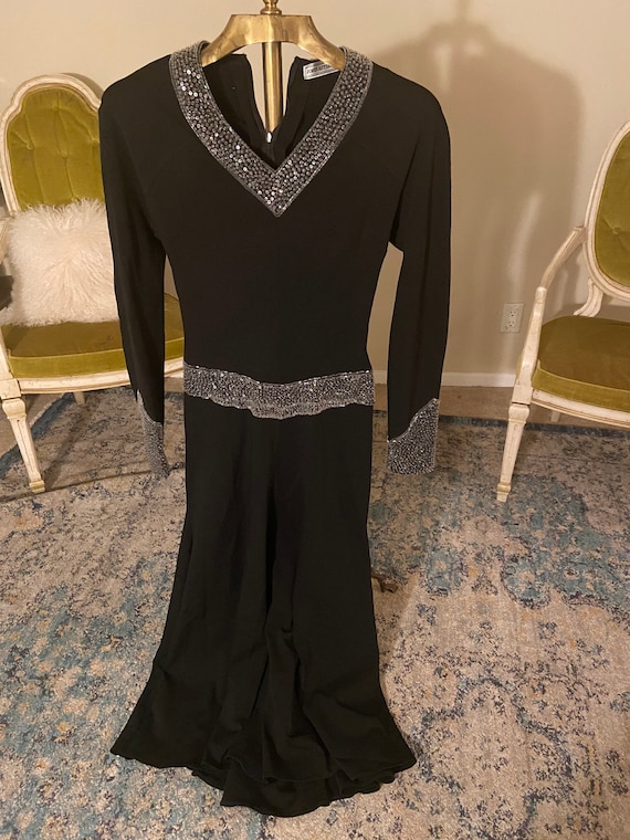 white christmas dresses Campbell Black Long-Sleeve Maxi Dress With Lace Detail – Club L London main image 1