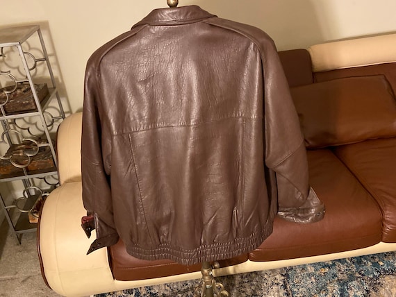 80s Vintage Brown Leather Fashion Bomber size med… - image 2