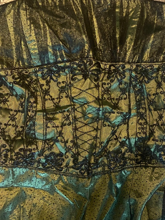 90s Vintage Jessica Mcclintock Green Strapless Corset Gown W