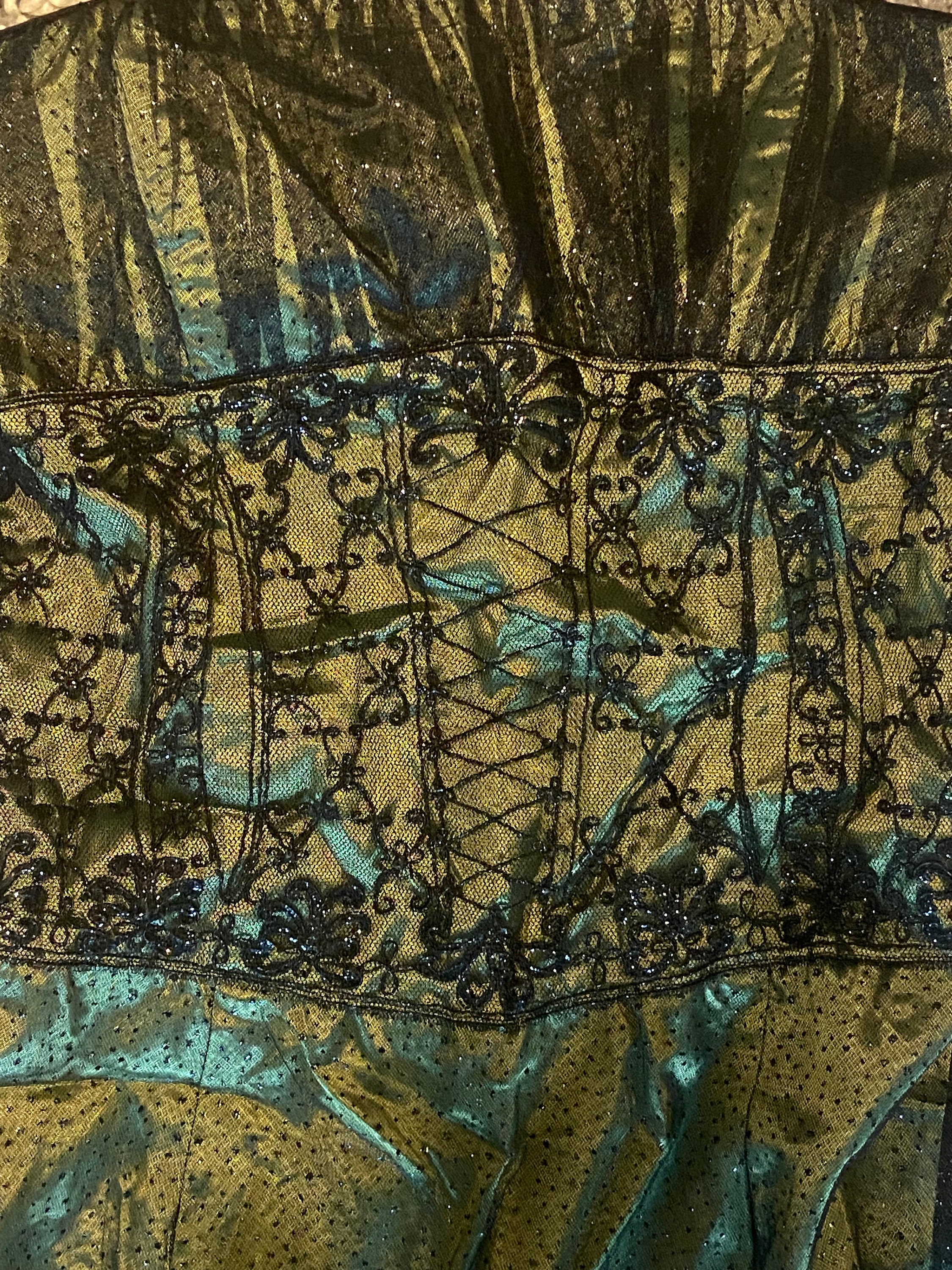 90s Vintage Jessica Mcclintock Green Strapless Corset Gown W