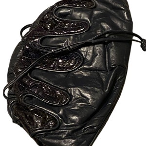 1980’s Viva Leather & Snakeskin Navy Blue Bag Wear as Purse or Clutch