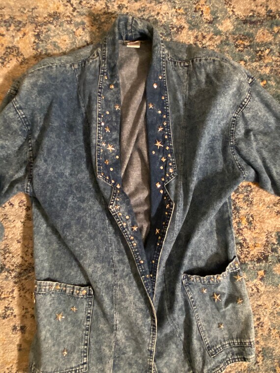 1980s Vintage Denim Jacket/Blazer With Silver Ton… - image 4