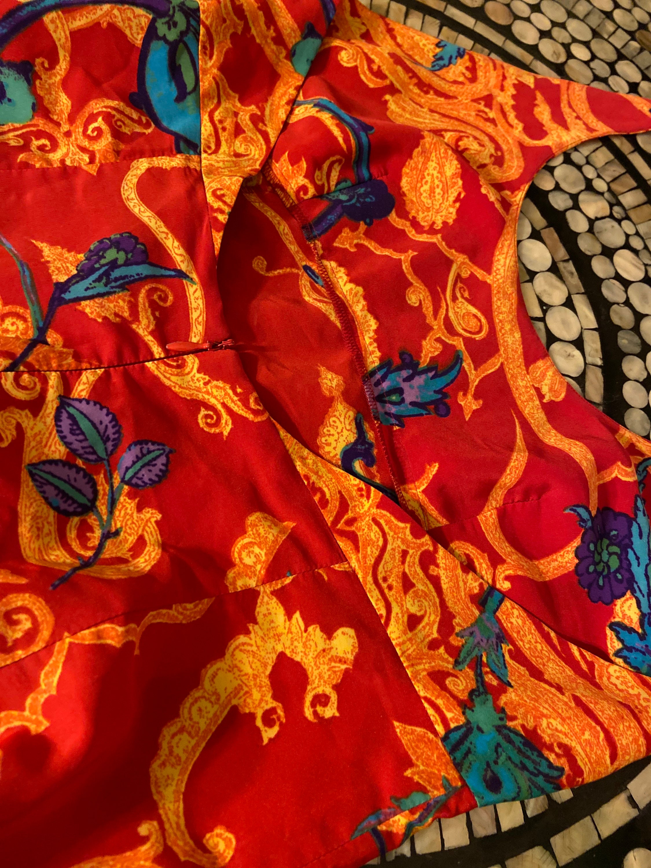 286 イタリア製 ヴィンテージ KENZO TAKADA jungle レース 80s Vintage KENZO Jungle Mixed Pattern Halter Neck Dress by