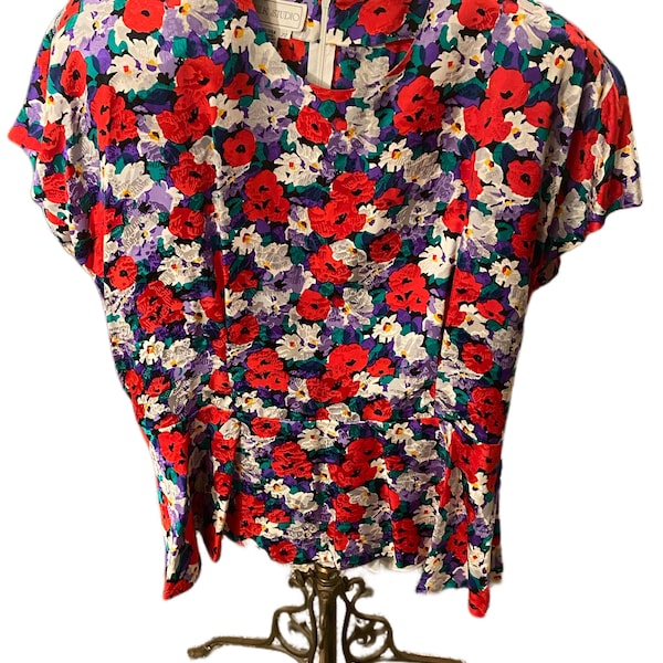 Vintage Silk Knit Floral Top (L)