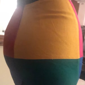 Jupe color block années 80