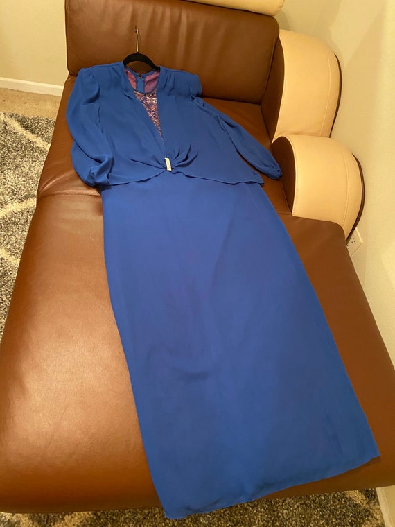 80’s Vintage Royal Blue Party Dress - image 1