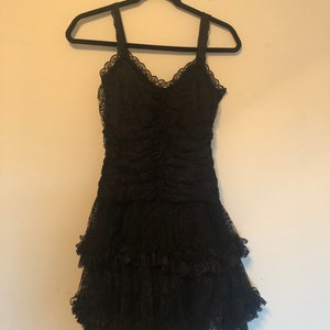 80s Vintage Jessica McClintock Black Lace Dress image 4