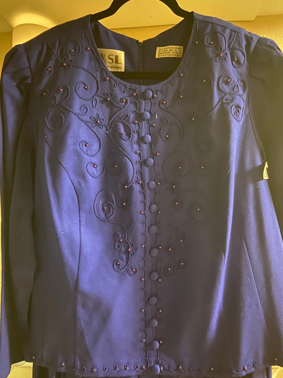 1980s to 90s Plus Size Purple Beaded Vintage Dress