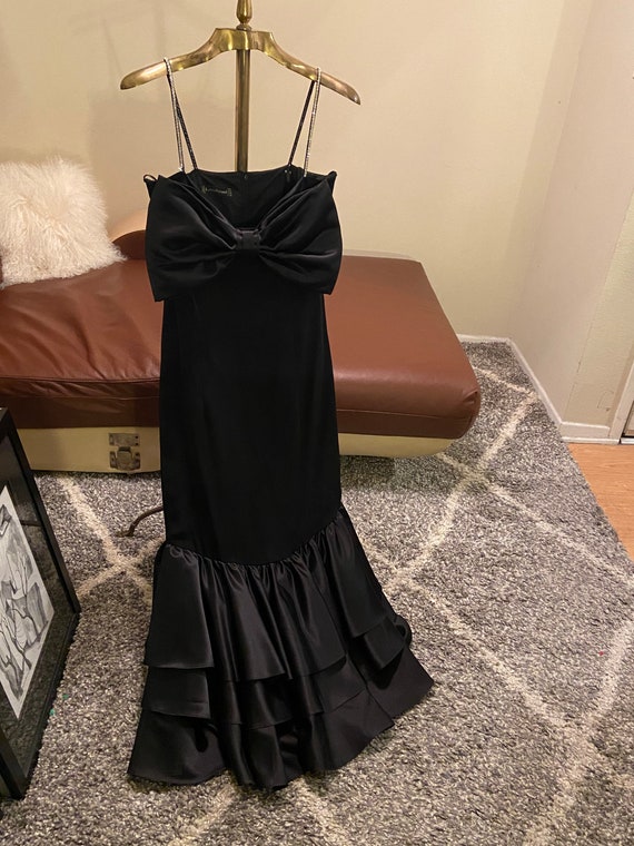 80s Vintage French Designer Louise Feraud Black Ru