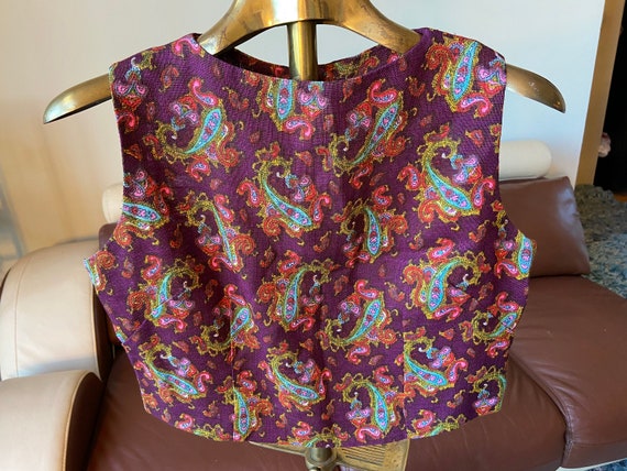 60s Vintage Handmade Purple And Multicolor Paisle… - image 3