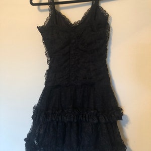 80s Vintage Jessica McClintock Black Lace Dress image 9