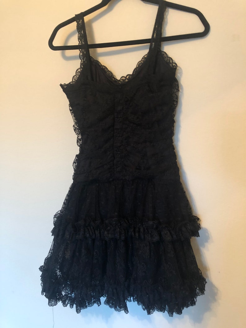 80s Vintage Jessica McClintock Black Lace Dress image 9