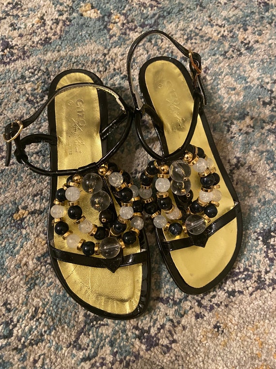 1980s does 1970s Enzo Angiolini Beaded Sandals Nev