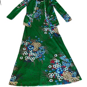 1970’s Vintage Matching Dress & Jacket Floral Print Set Size Small to Medium