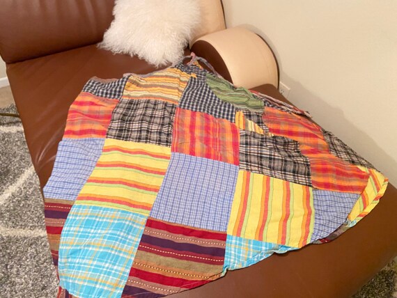 Vintage Mixed Pattern Patchwork Wrap Skirt size m… - image 4