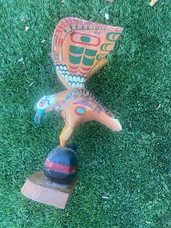 Rare Vintage Carved Wood Charlie Mickey (1910-1988) Totem Pole