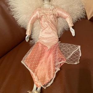 Vintage Handpainted Flapper Girl 1920s Style Boudoir Doll With Handmade Outfit