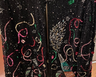 1999/2000 Vintage Sequins and Beaded Silk Jacket Celebrating New
