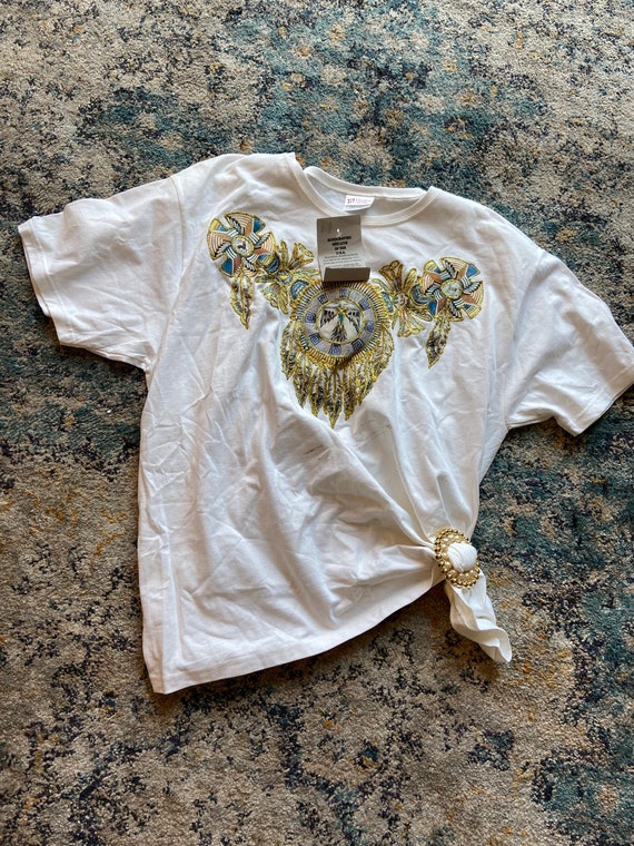 90s Vintage Southwest Design Gold Glitter Puffy Paint Tshirt With Tags and  Reusable Shirt Tie Never Worn Marked A Vintage XL Womens 46-48 -   Finland