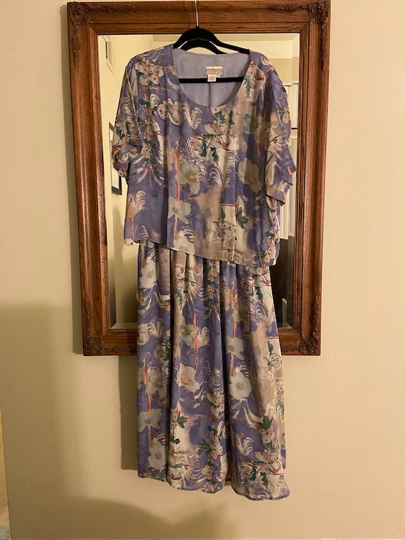 80’s Vintage Beaded Floral Print Dress by Coldwate