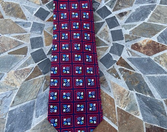 1980s Vintage Silk Geometric Floral Print Tie By Gian Marco Venturi