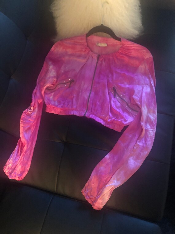 Vintage Y2K Pink Silky Tie Dye Jacket - image 8