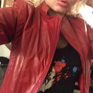 Vintage 80s Red Leather Jacket Size Small by Wilsons Think Michael Jackson Thriller
