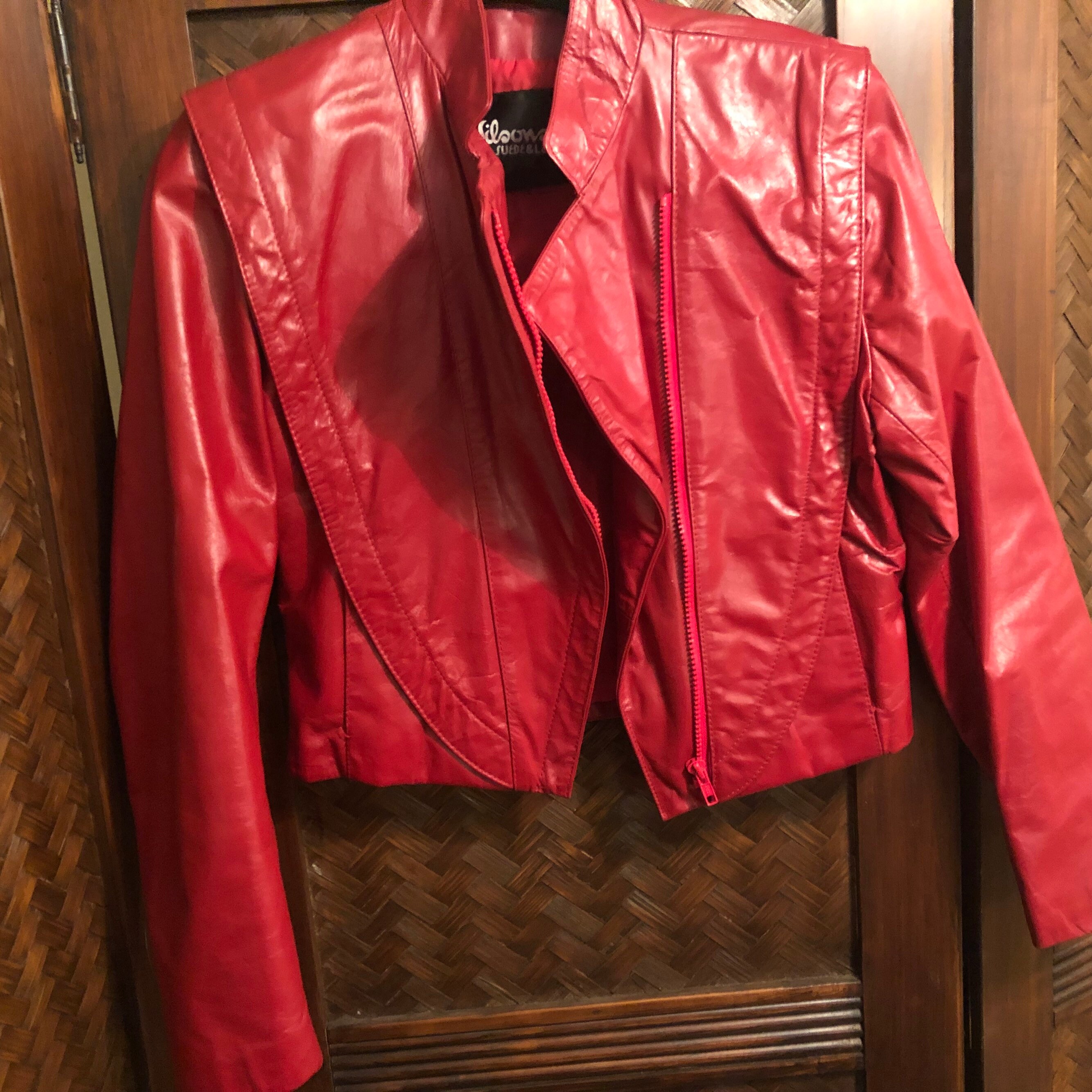 ヴィンテージ 80 年代 レッド レザー ジャケット サイズ S ウィルソン 