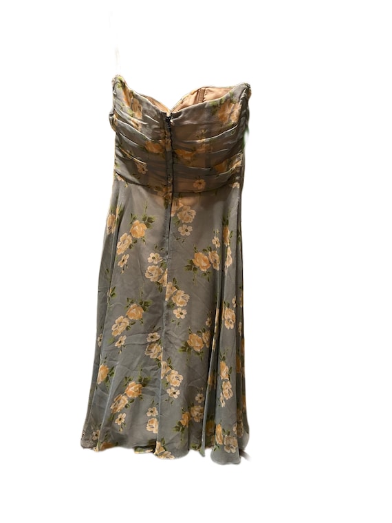 90s Vintage Betsey Johnson Floral Strapless Dress 