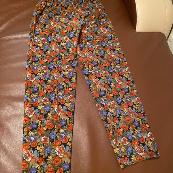 Botanical Print Corduroy Pants