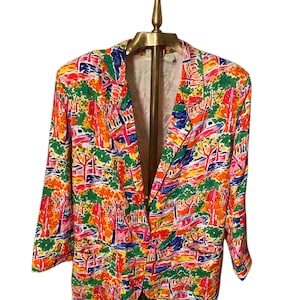 1990s Vintage Multicolor Blazer By Mix It Size Large to Extra Large